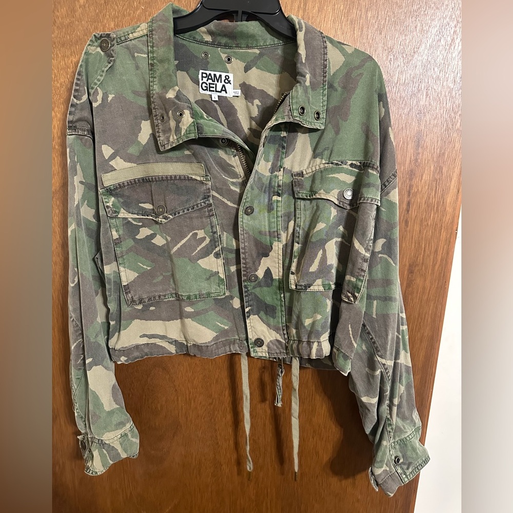 Pam & Gela Green Camouflage Utility Jacket